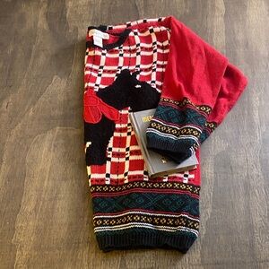 Vintage Plaid Scotty Dog Sweater Fair Isle Trim